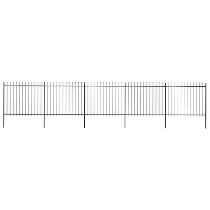 Gartenzaun mit Speerspitze Stahl 892,5 x 150 cm Schwarz