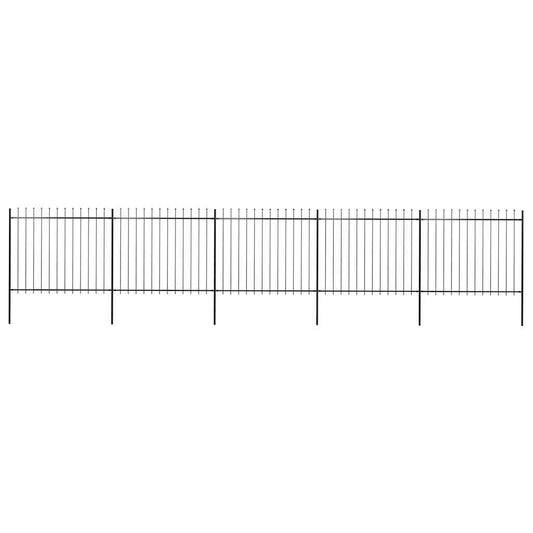 Gartenzaun mit Speerspitze Stahl 892,5 x 150 cm Schwarz