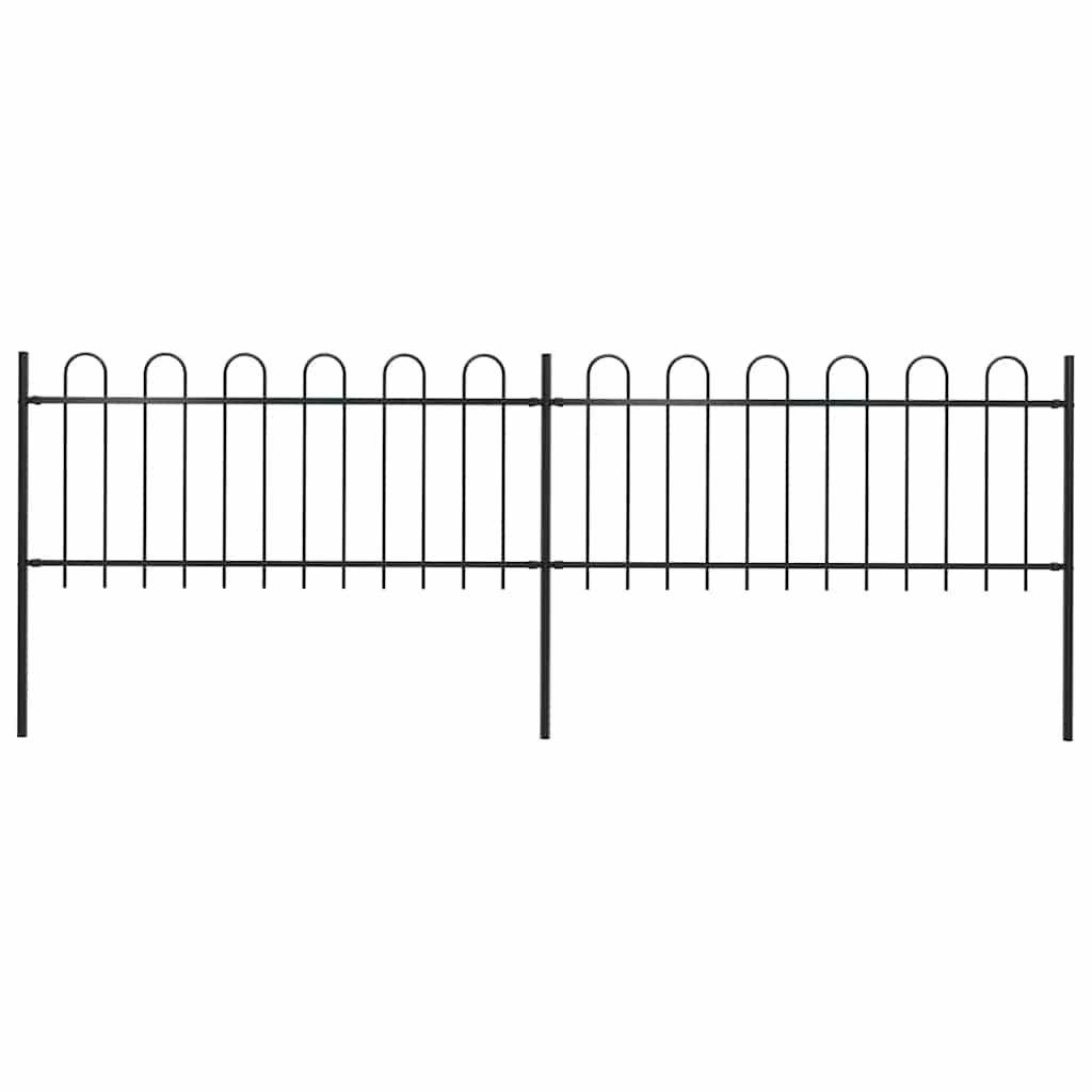 Gartenzaun mit Rundbogen Stahl 359 x 80 cm Schwarz