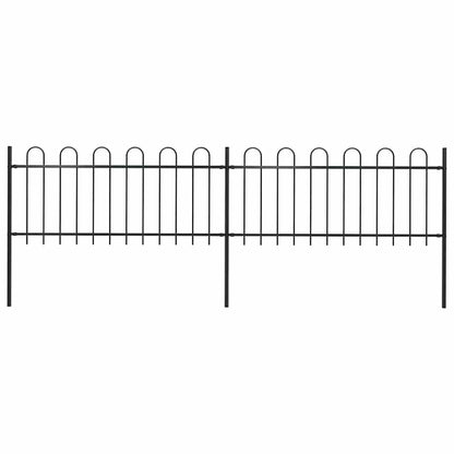 Gartenzaun mit Rundbogen Stahl 359 x 80 cm Schwarz