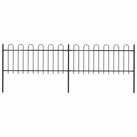 Gartenzaun mit Rundbogen Stahl 359 x 80 cm Schwarz
