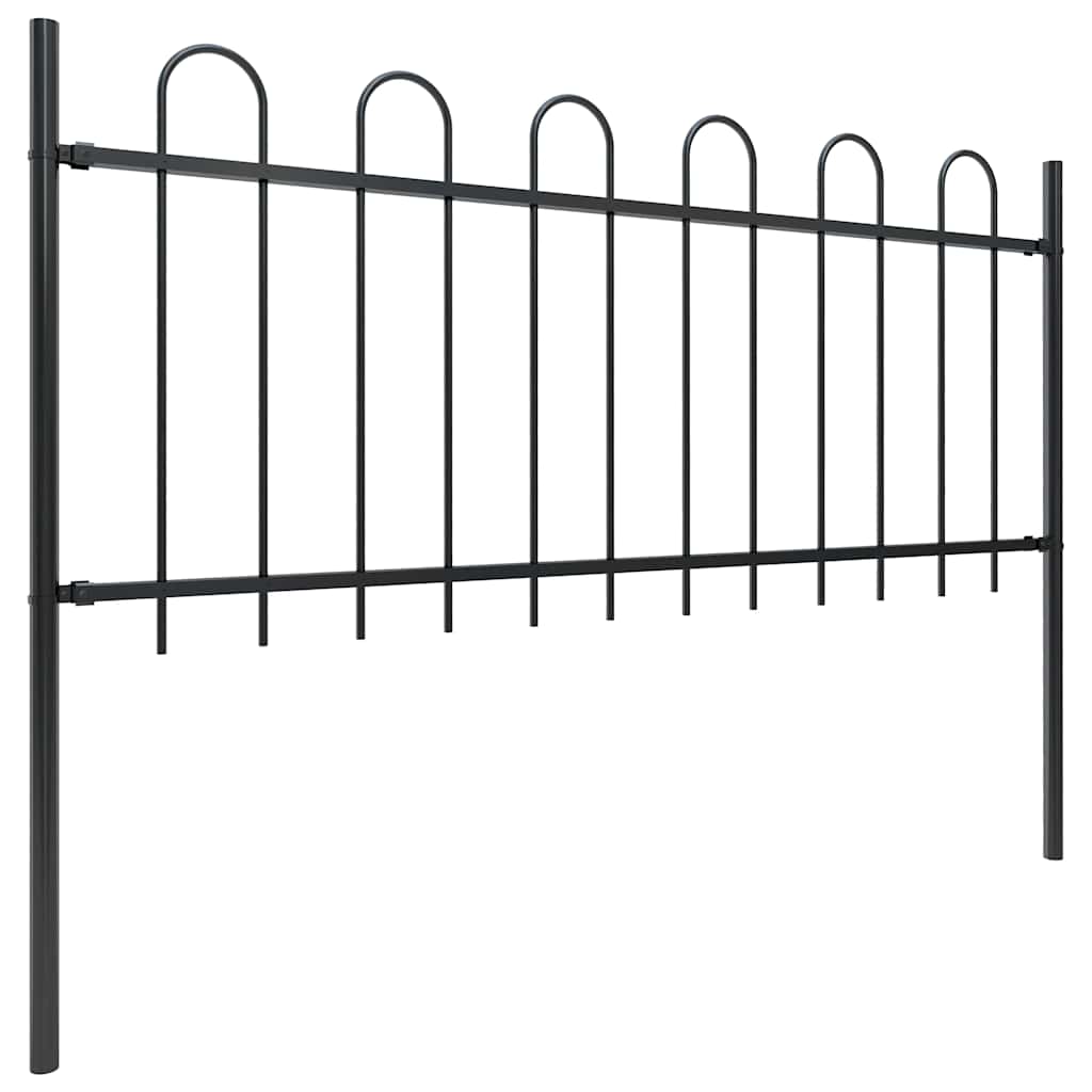 Gartenzaun mit Rundbogen Stahl 359 x 80 cm Schwarz