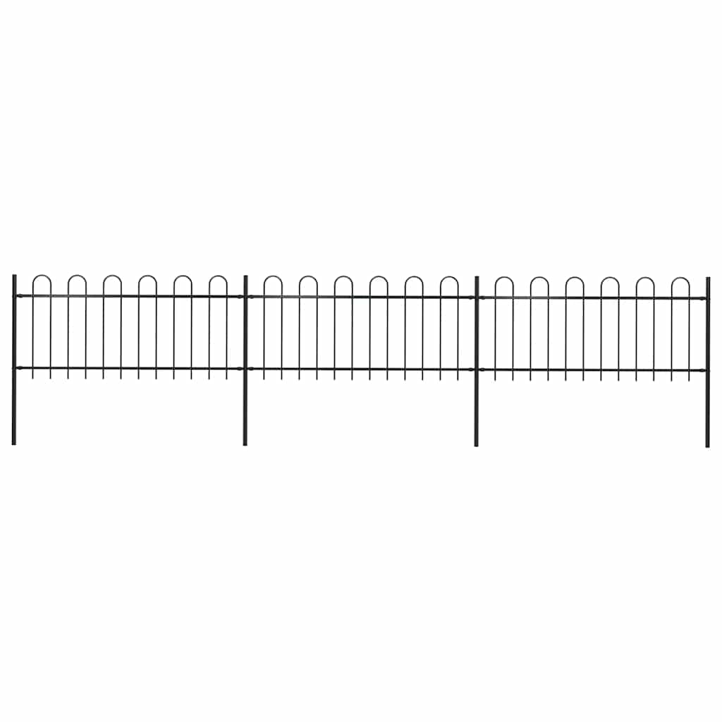 Gartenzaun mit Rundbogen Stahl 537 x 80 cm Schwarz