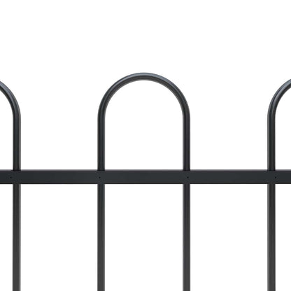 Gartenzaun mit Rundbogen Stahl 1070 x 80 cm Schwarz