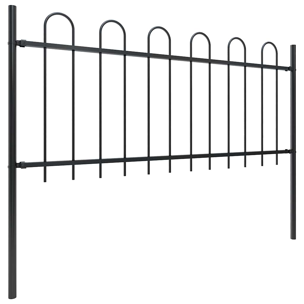 Gartenzaun mit Rundbogen Stahl 1426 x 80 cm Schwarz