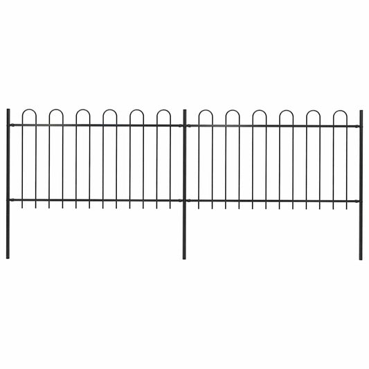 Gartenzaun mit Rundbogen Stahl 359 x 100 cm Schwarz
