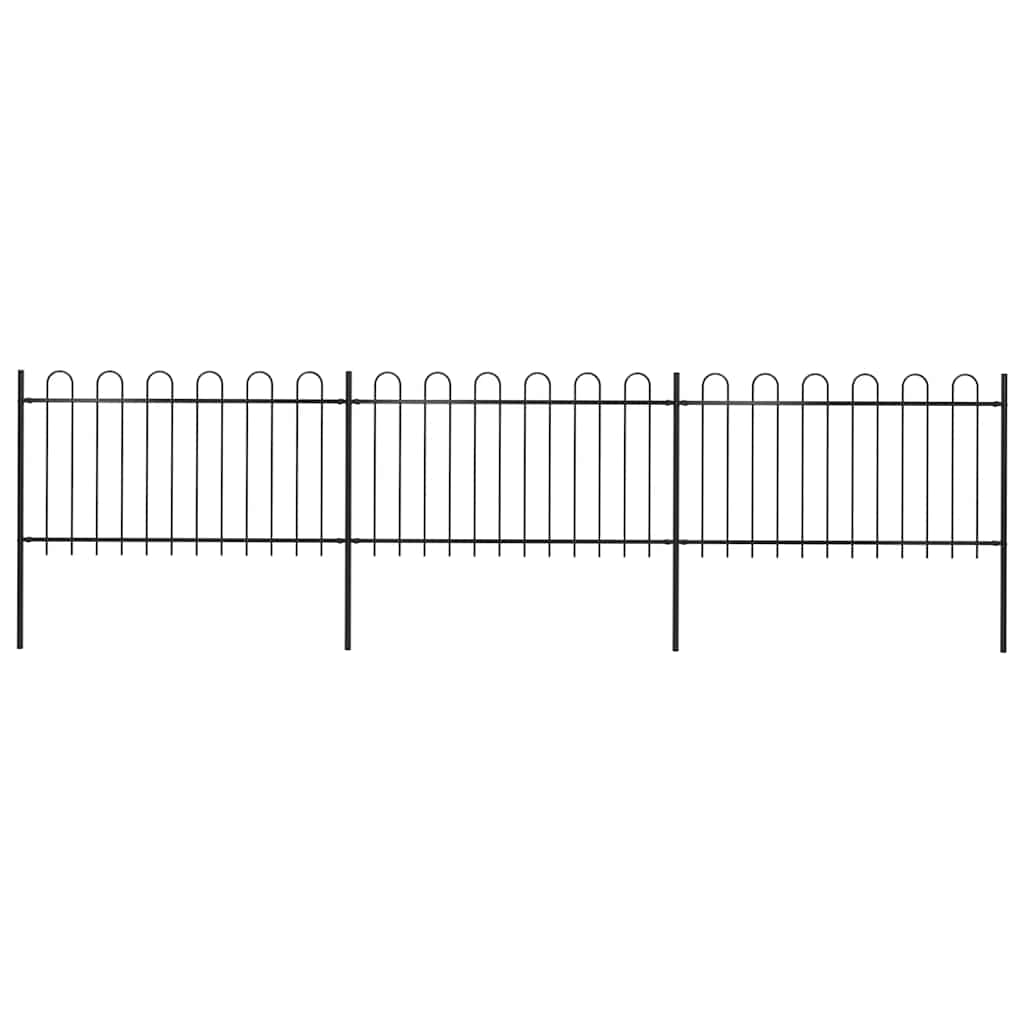 Gartenzaun mit Rundbogen Stahl 537 x 100 cm Schwarz