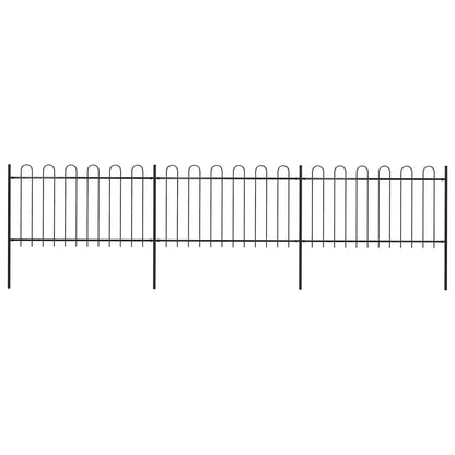 Gartenzaun mit Rundbogen Stahl 537 x 100 cm Schwarz