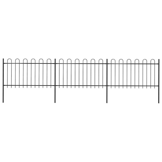 Gartenzaun mit Rundbogen Stahl 537 x 100 cm Schwarz