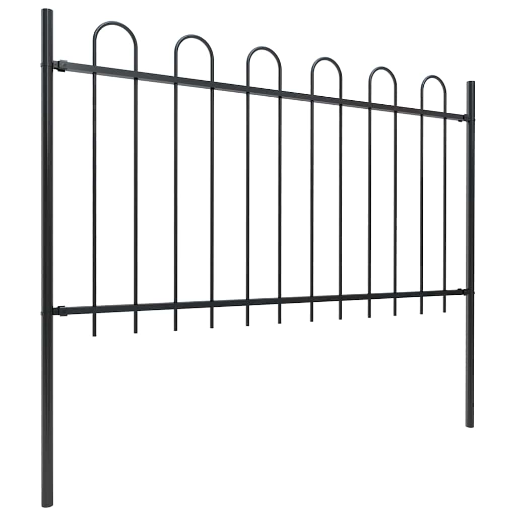 Gartenzaun mit Rundbogen Stahl 537 x 100 cm Schwarz