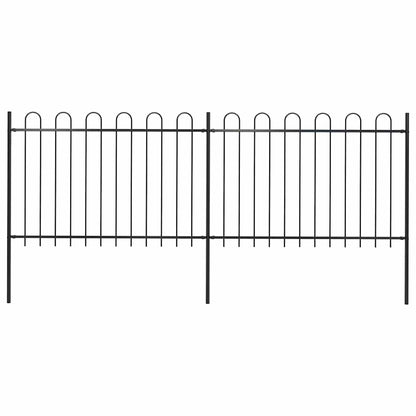 Gartenzaun mit Rundbogen Stahl 359 x 120 cm Schwarz
