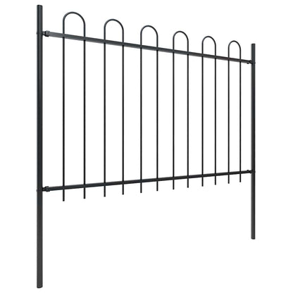 Gartenzaun mit Rundbogen Stahl 359 x 120 cm Schwarz