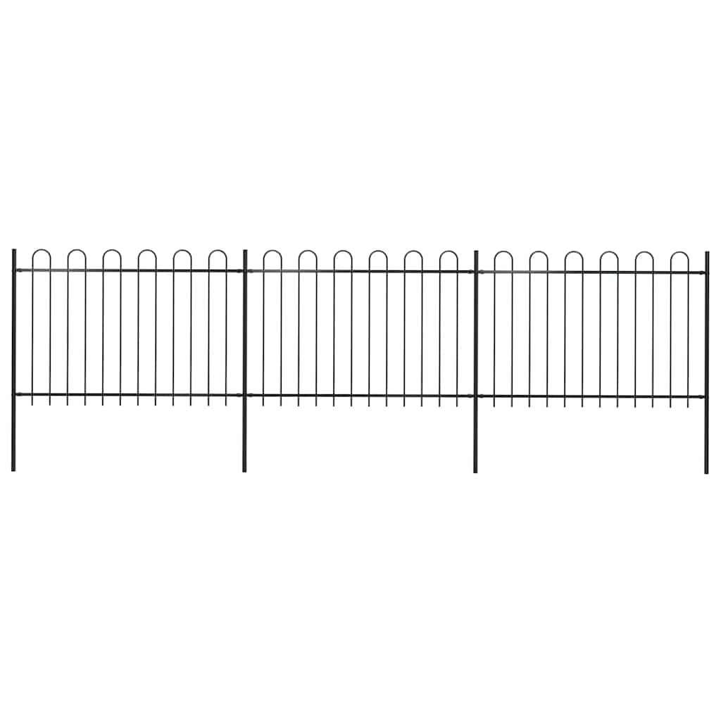 Gartenzaun mit Rundbogen Stahl 537 x 120 cm Schwarz