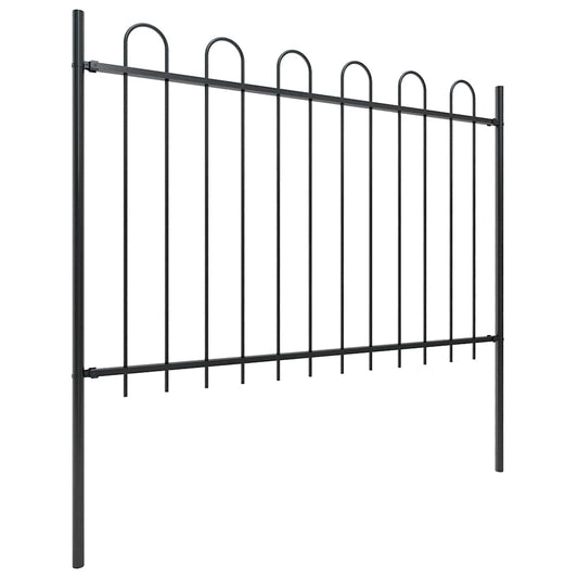 Gartenzaun mit Rundbogen Stahl 1603,5 x 120 cm Schwarz