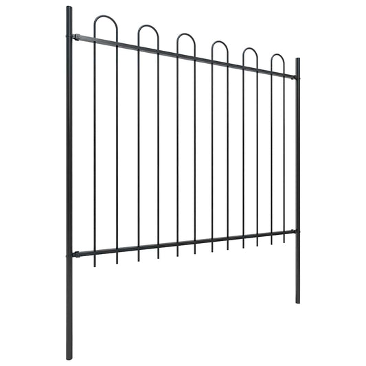 Gartenzaun mit Rundbogen Stahl 537 x 150 cm Schwarz