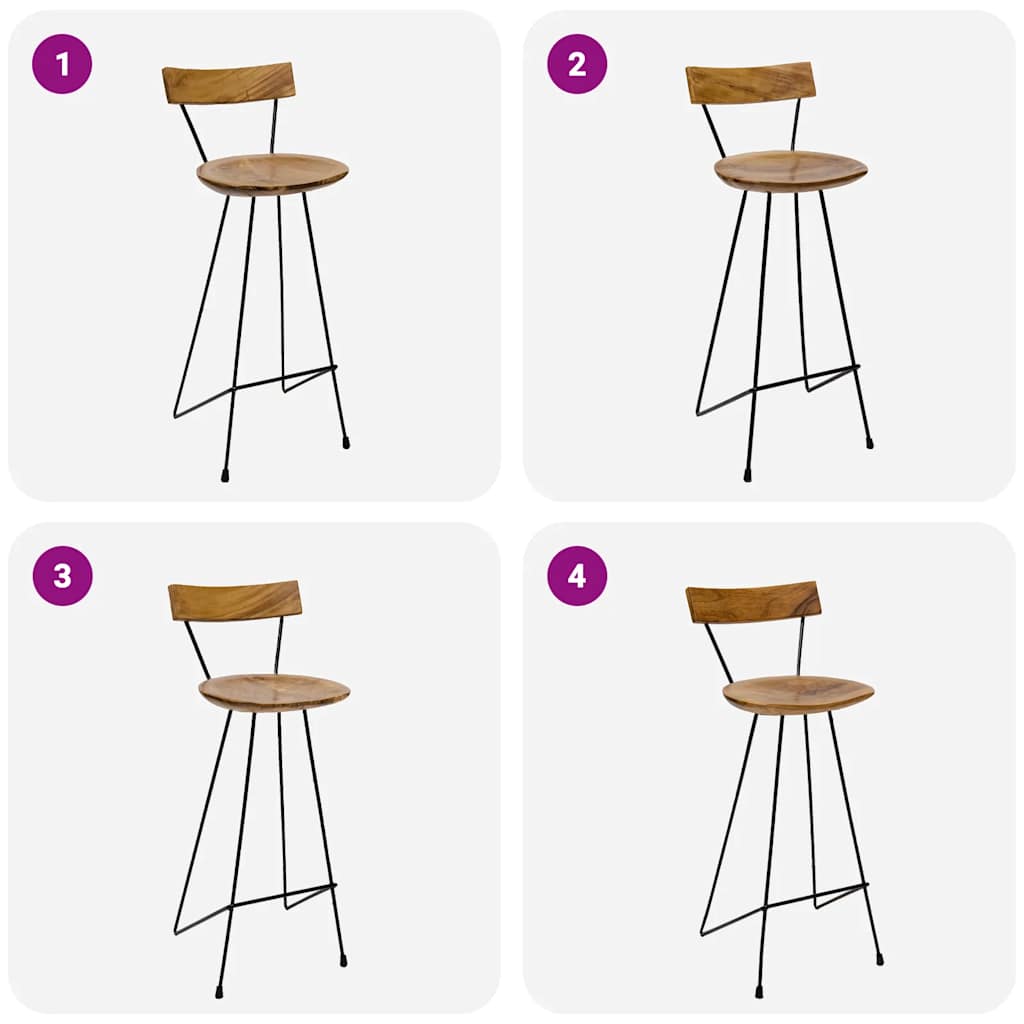 Barhocker 2 Stk. Massivholz Teak