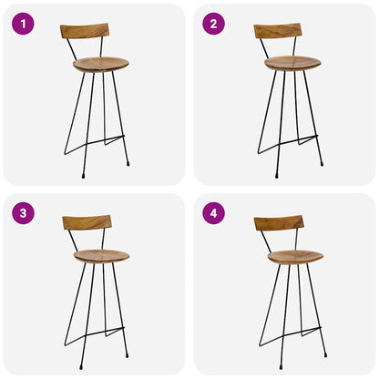 Barhocker 2 Stk. Massivholz Teak