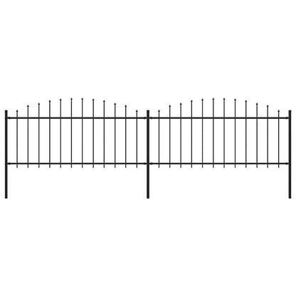 Gartenzaun mit Speerspitzen Stahl (0,5 - 0,75) x 3,4 m Schwarz
