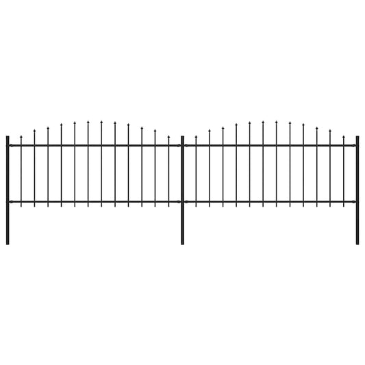 Gartenzaun mit Speerspitzen Stahl (0,5 - 0,75) x 3,4 m Schwarz