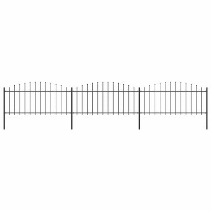 Gartenzaun mit Speerspitze Stahl 537 x 75 cm Schwarz