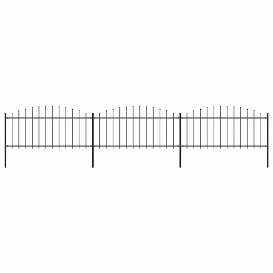 Gartenzaun mit Speerspitze Stahl 537 x 75 cm Schwarz