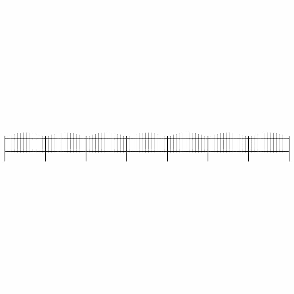 Gartenzaun mit Speerspitzen Stahl (0,5 - 0,75) x 11,9 m Schwarz
