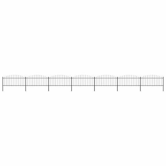 Gartenzaun mit Speerspitzen Stahl (0,5 - 0,75) x 11,9 m Schwarz
