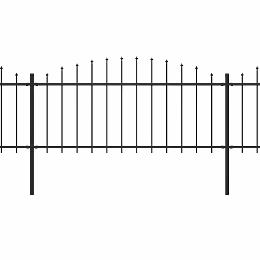 Gartenzaun mit Speerspitzen Stahl (0,5 - 0,75) x 11,9 m Schwarz
