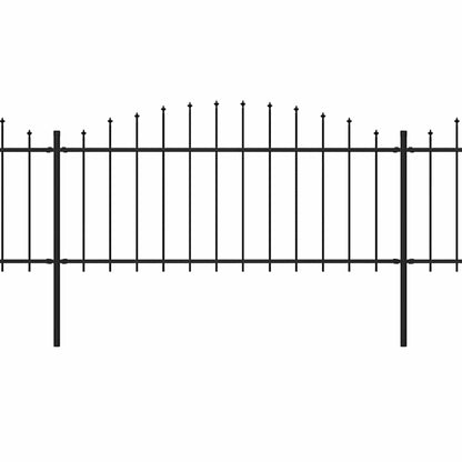 Gartenzaun mit Speerspitzen Stahl (0,5 - 0,75) x 11,9 m Schwarz