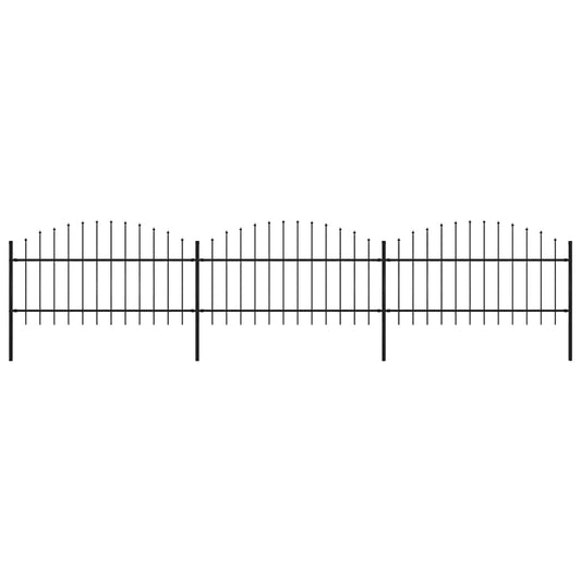 Gartenzaun mit Speerspitze Stahl 537 x 125 cm Schwarz