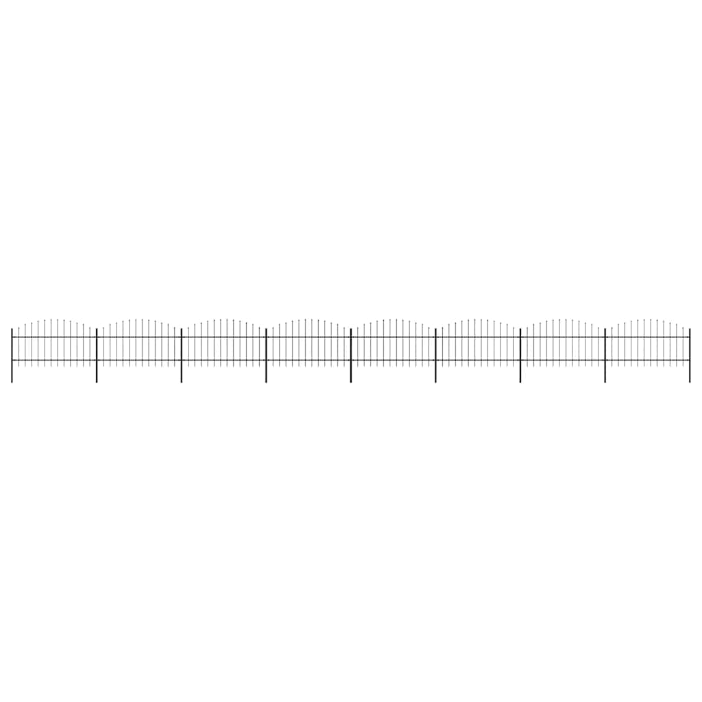 Gartenzaun mit Speerspitzen Stahl (1 - 1,25) x 13,6 m Schwarz