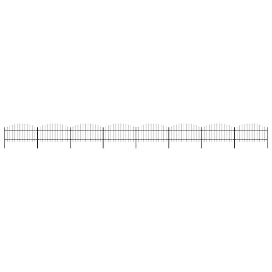 Gartenzaun mit Speerspitzen Stahl (1 - 1,25) x 13,6 m Schwarz