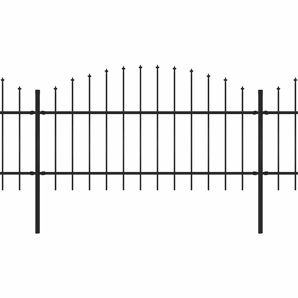 Gartenzaun mit Speerspitzen Stahl (1 - 1,25) x 13,6 m Schwarz