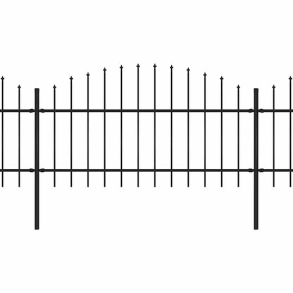 Gartenzaun mit Speerspitzen Stahl (1 - 1,25) x 13,6 m Schwarz