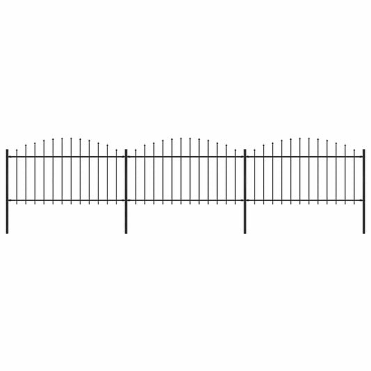 Gartenzaun mit Speerspitze Stahl 537 x 150 cm Schwarz