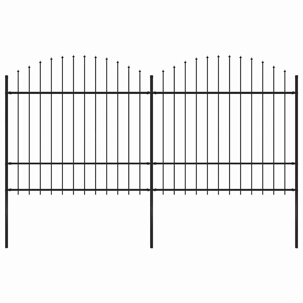 Gartenzaun mit Speerspitze Stahl 359 x 175 cm Schwarz