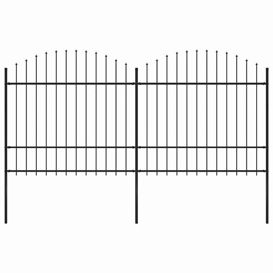 Gartenzaun mit Speerspitze Stahl 359 x 175 cm Schwarz