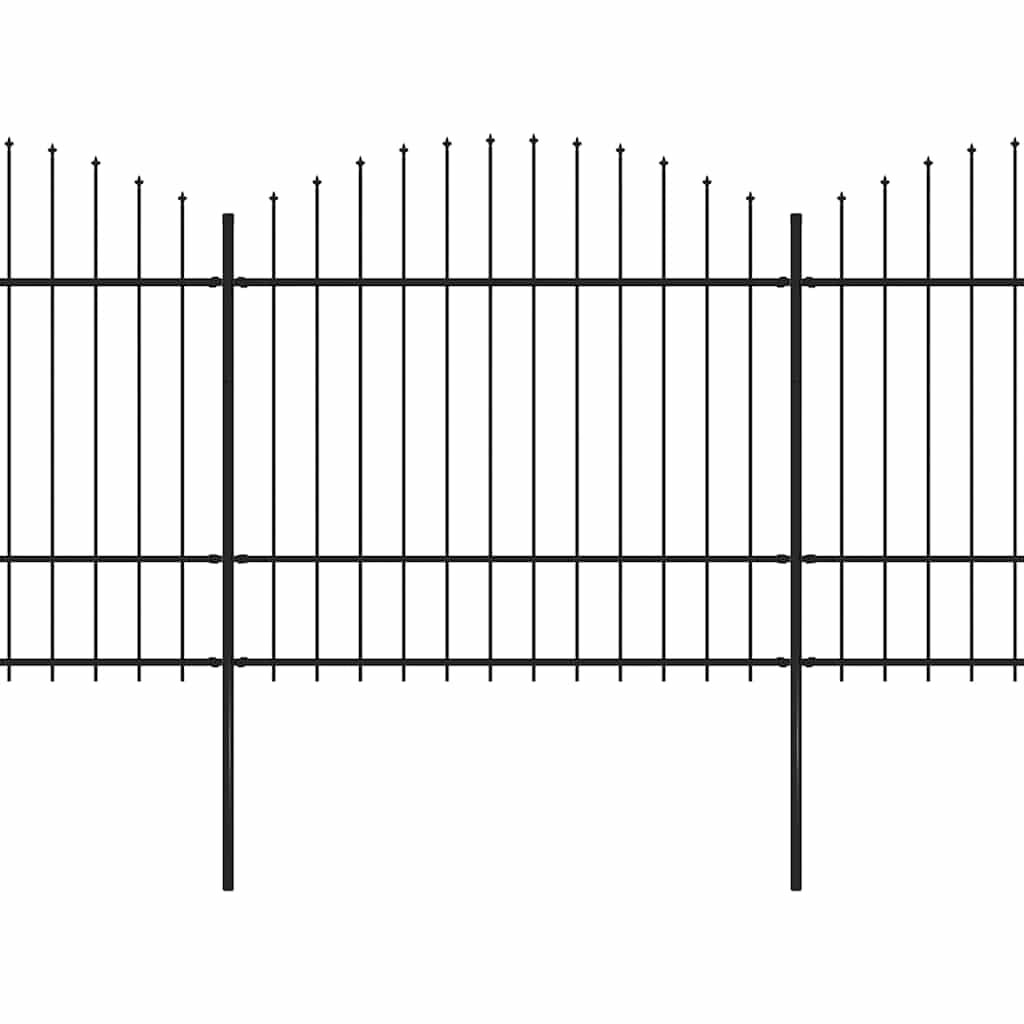 Gartenzaun mit Speerspitze Stahl 359 x 175 cm Schwarz
