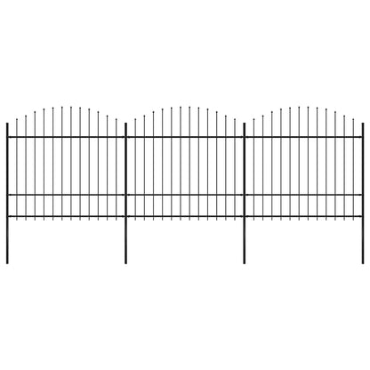 Gartenzaun mit Speerspitze Stahl 537 x 175 cm Schwarz