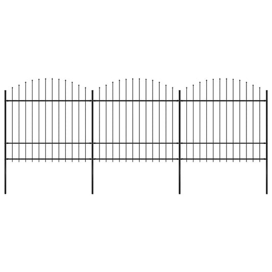 Gartenzaun mit Speerspitze Stahl 537 x 175 cm Schwarz