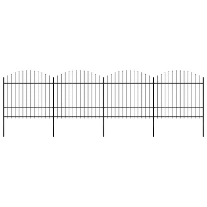 Gartenzaun mit Speerspitze Stahl 714,5 x 175 cm Schwarz