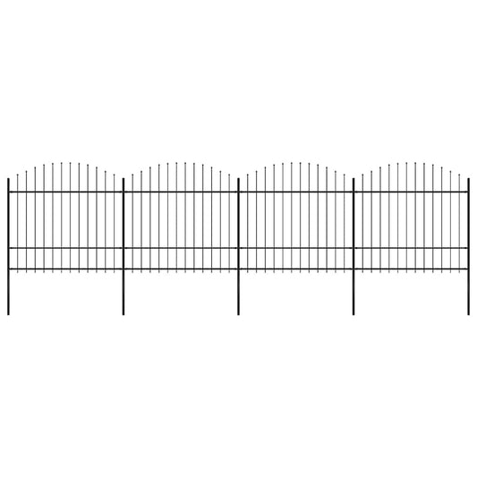 Gartenzaun mit Speerspitze Stahl 714,5 x 175 cm Schwarz