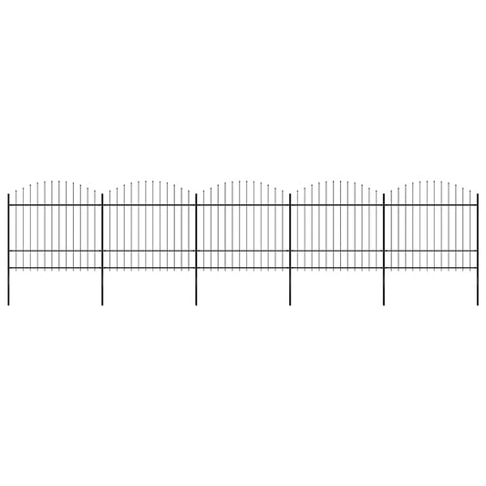 Gartenzaun mit Speerspitze Stahl 892,5 x 175 cm Schwarz
