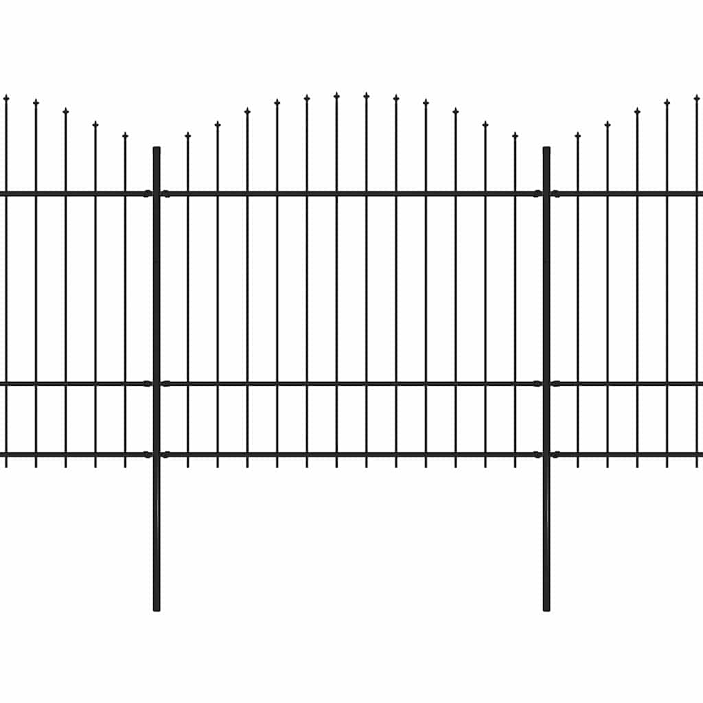 Gartenzaun mit Speerspitze Stahl 892,5 x 175 cm Schwarz