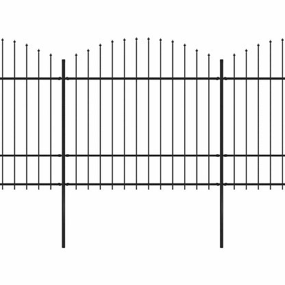 Gartenzaun mit Speerspitze Stahl 892,5 x 175 cm Schwarz
