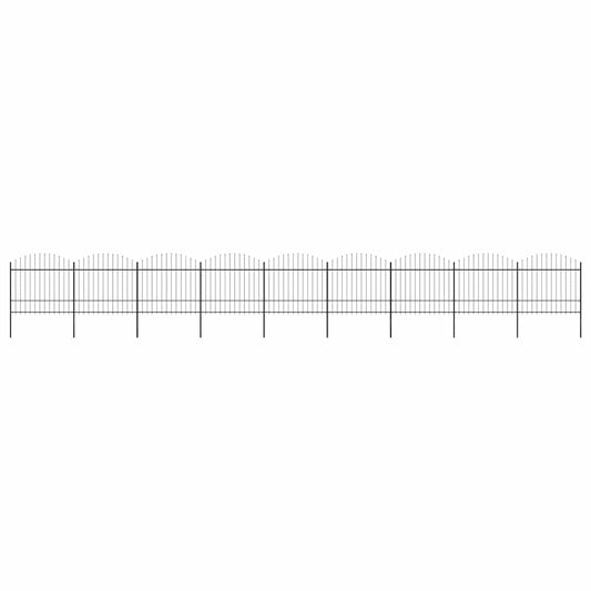 Gartenzaun mit Speerspitzen Stahl (1,5 - 1,75) x 15,3 m Schwarz