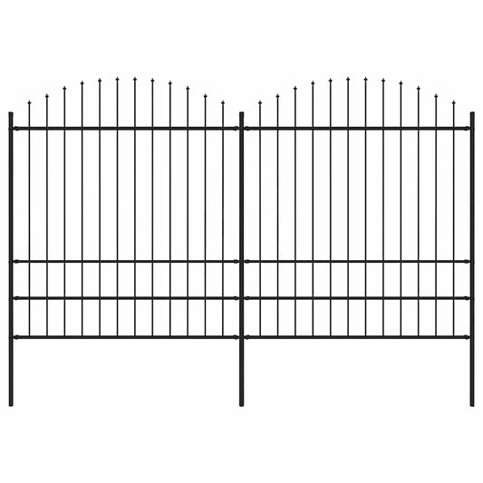 Gartenzaun mit Speerspitze Stahl 359 x 200 cm Schwarz