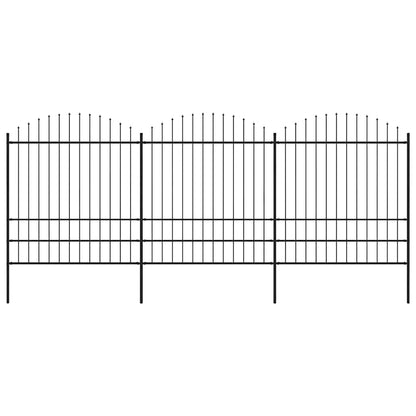 Gartenzaun mit Speerspitze Stahl 537 x 200 cm Schwarz