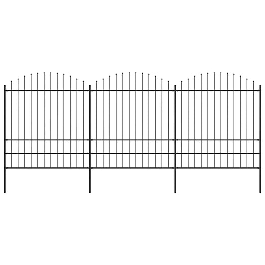 Gartenzaun mit Speerspitze Stahl 537 x 200 cm Schwarz