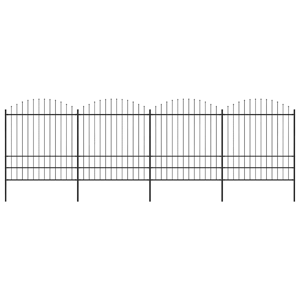 Gartenzaun mit Speerspitze Stahl 714,5 x 200 cm Schwarz